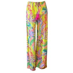 NWT BECCA SWIMWEAR SEASIDE SLIT PANT WOMEN’S MEDIUM IN TROPICAL PRINT MULTI
